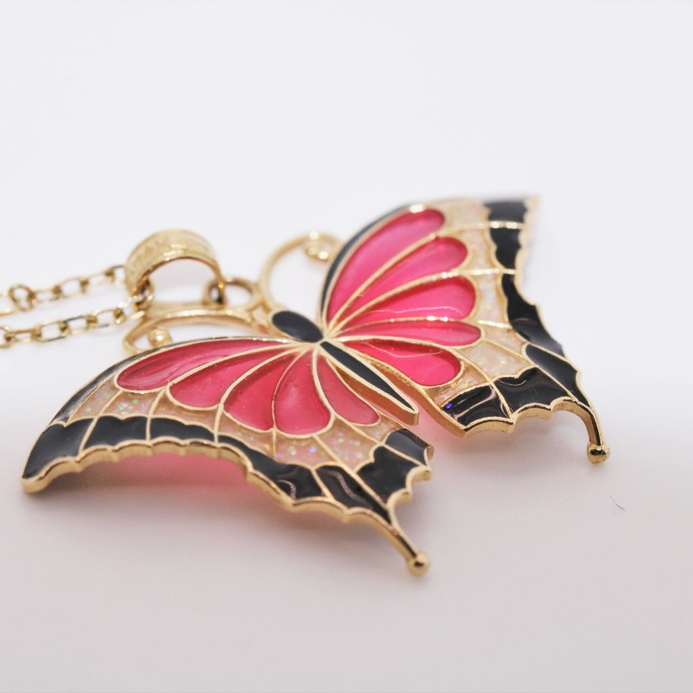 14K & Enamel Butterfly Pendant